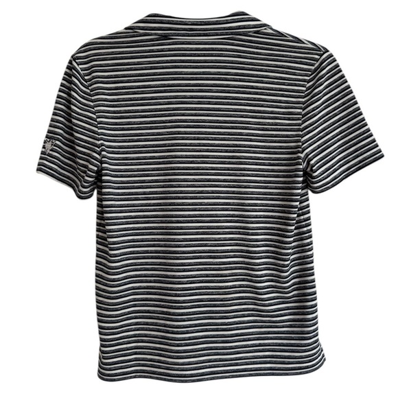 New Puma Kids Golf Polo Shirt Gray Black White Striped T-Shirt Unisex Medium - Picture 3 of 6